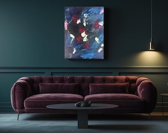 Pintura acrílica abstracta texturizada original titulada "Cuando hay tormenta", realizada sobre lienzo tensado.
