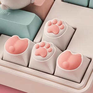 Keycap Kawaii 3D Zampa di Gatto – Tasti Morbidi e Antiscivolo per Tastiera Meccanica, Stile Cute e Gamer
