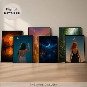 Sarah J Maas Poster Set of 6 | ACOTAR, Crescent City & Throne of Glass Printable Wall Art | BookTok Decor | Fantasy Digital Download Prints
