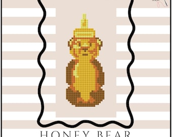 Honey Bear | Digital Stitch Needlepoint Chart | Cross Stitch Digital Chart  | Affordable Needlepoint | 13 Mesh | Instant Download | PDF