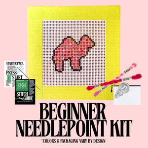 Animal Cracker Needlepoint Kit | Hand-Painted Mini Canvas, Beginner Friendly