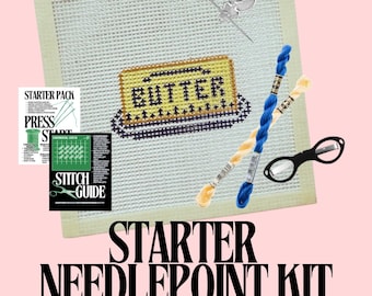 Butter Starter Needlepoint Kit | Hand-Painted Mini Canvas, Beginner Friendly