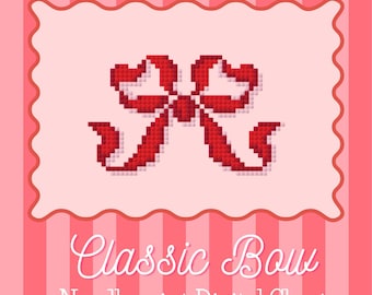 Bow Needlepoint Pattern | Ribbon Cross Stitch Chart (Digital Download)
