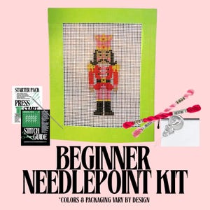 Nutcracker Needlepoint Kit A | Hand-Painted Mini Canvas, Beginner Friendly