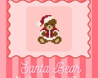 Santa Bear Needlepoint Chart | Christmas Ornament Pattern (PDF)