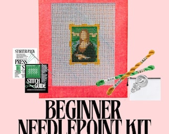 Mona Lisa Needlepoint Kit | Hand-Painted Mini Portrait Canvas, Beginner Friendly