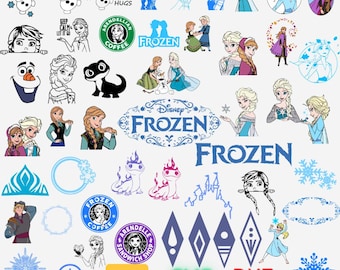 Frozen Clipart, Frozen SVG PNG, Frozen Paper, Elsa Anna Olaf PNG svg,Elsa & Anna Clipart Svg Bundle: Frozen Party Decor