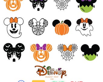 Pacchetto testa di zucca di Topolino / Fusione di zucca di Halloween / Stampa digitale / Divertimento di Halloween / Svg / Png / Dxf / Eps