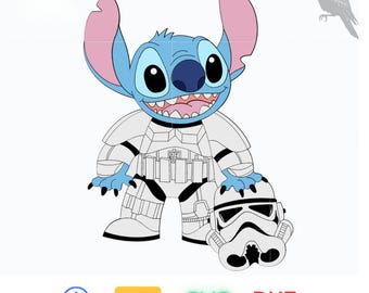 Stitch Storm Trooper SVG, Stitch Guard Svg, Stitch Star Wars SVG, Fighter Stitch SVG, archivos de corte para Cricut Silhouette,