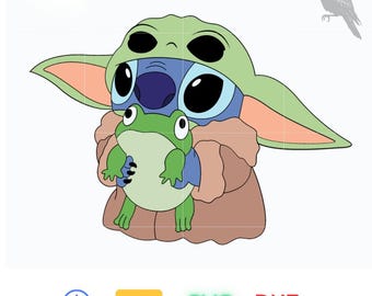 Stitch Png, Yoda Png, Stitch e Baby Yoda Png, Stitch Svg, Baby Yoda Svg, Sublimazione carina, Maglietta carina Png, File digitale