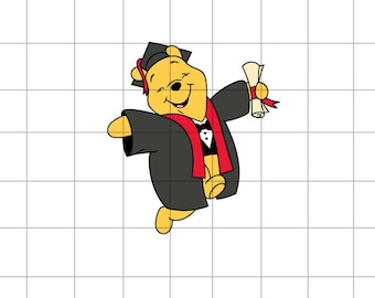 Pooh Graduation SVG, Graduate Clipart, School Digital File, Cartoon Characters Svg For Cricut