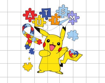 Pokemon Autism Bundle Png, Autism Ribbon, Watercolor Clipart, Watercolor Pokemon, In April We Were Blue