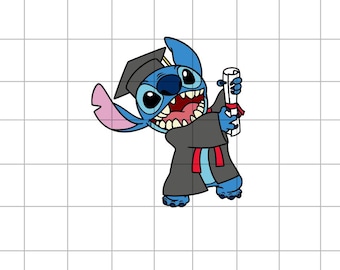 Stitch Graduation SVG, Graduate Clipart, School Digital File, Cartoon Characters Svg For Cricut