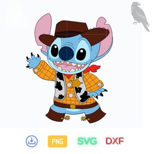 Stitch Woody SVG, Stitch Toy Story SVG, Stitch Clipart, Słodka sublimacja, Słodka koszulka Png, Plik cyfrowy