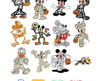 Pacchetto SVG di Halloween con scheletro, SVG di topo e amici, SVG di Halloween, SVG di dolcetto o scherzetto, SVG di scheletro spettrale, SVG per sublimazione Cricut