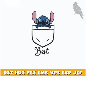 Stitch Design with Heart Machine Embroidery Design - 4 sizes, Disney Character Design, Cartoon Embroidery Pattern