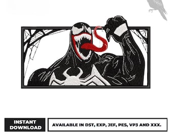 Symbiote Machine Embroidery Design Venom Digital Embroidery Alien Venom Machine Pattern demon Fan Art Design Instant Download