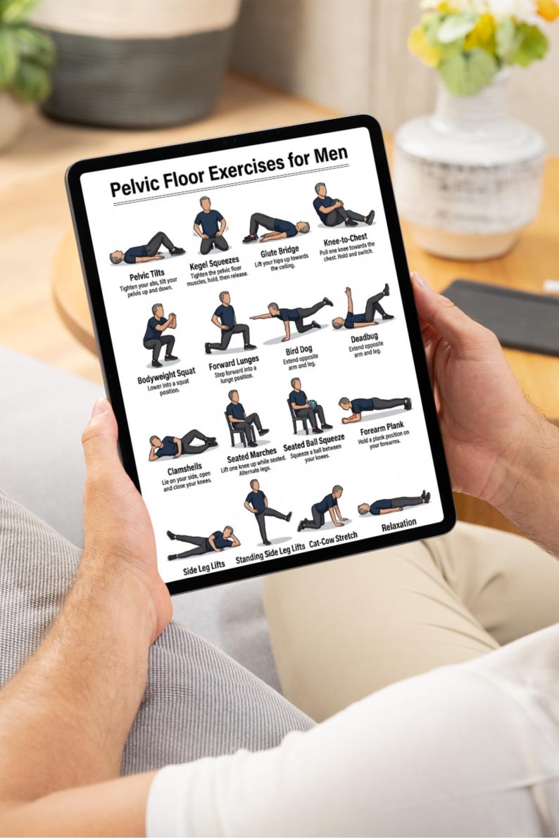 Pelvic Floor Exercises for Men Printable, Male Pelvic Floor Workout ...