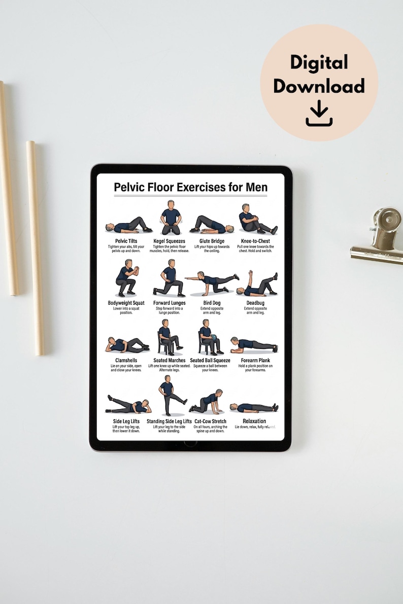Pelvic Floor Exercises for Men Printable, Male Pelvic Floor Workout ...