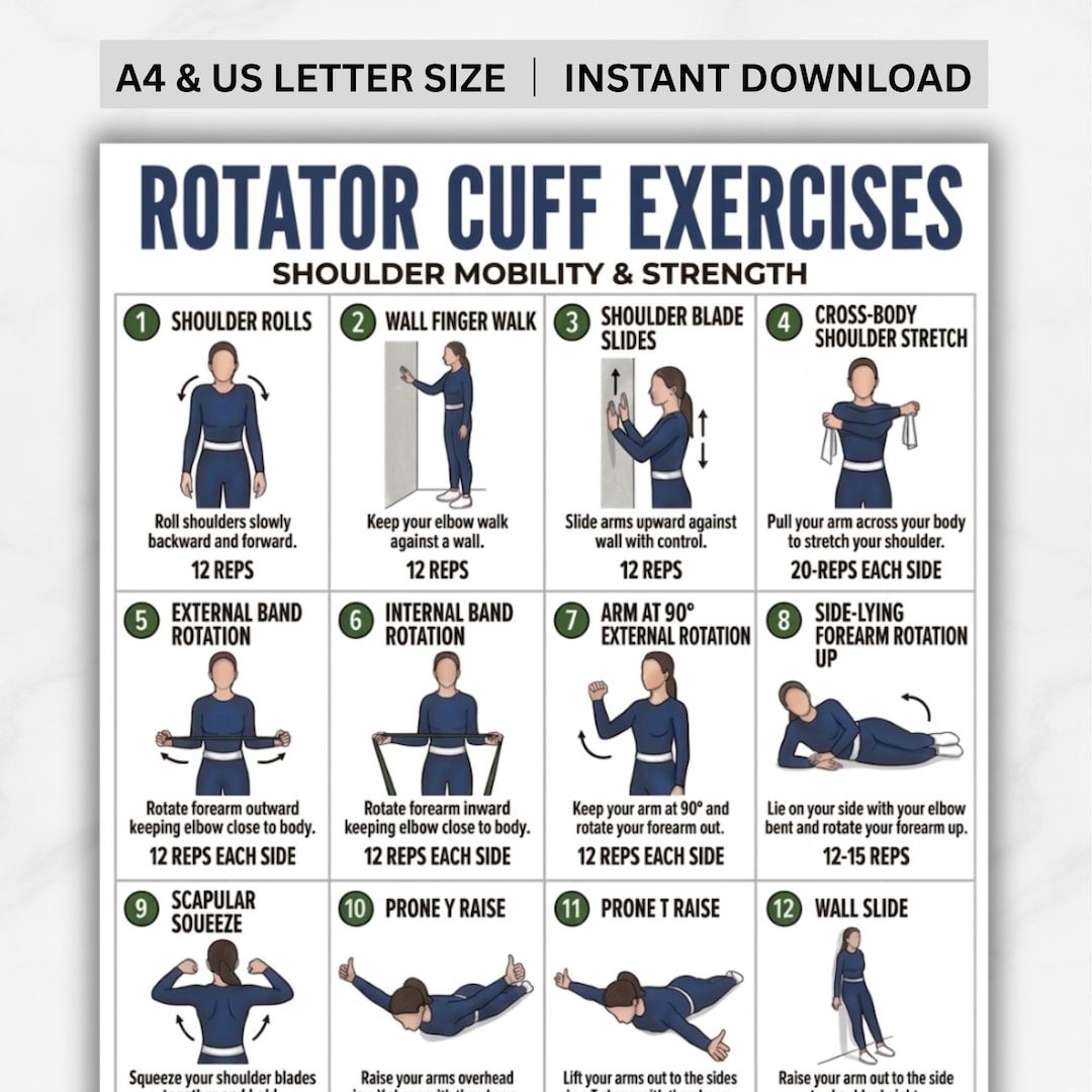 Rotator Cuff Exercises Printable, Shoulder Pain Relief & Rehab ...