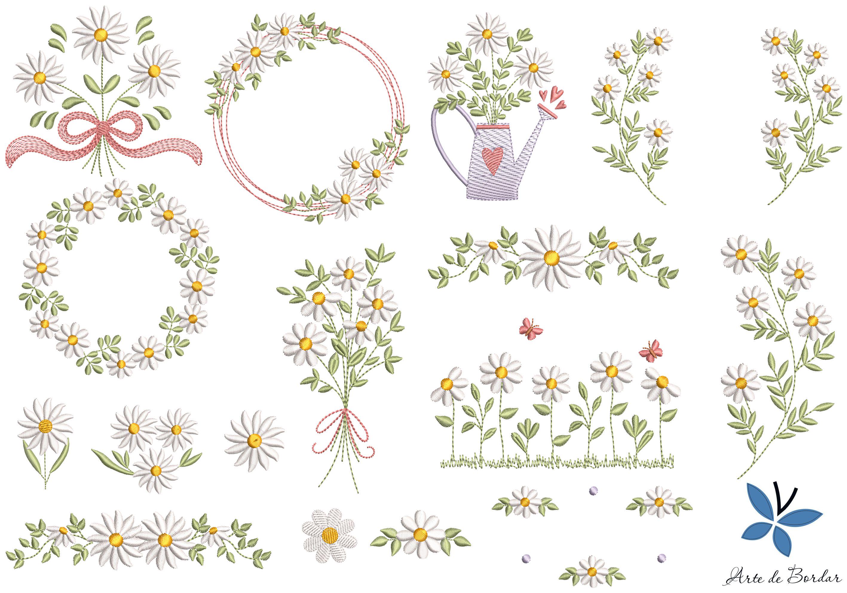 32 Patchs Fleurs Marguerite à Repasser - 4 Tailles, Broderie Coton Multi