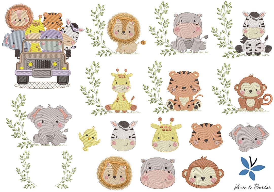 Little Safari Embroidered Converter - Pink main image 1