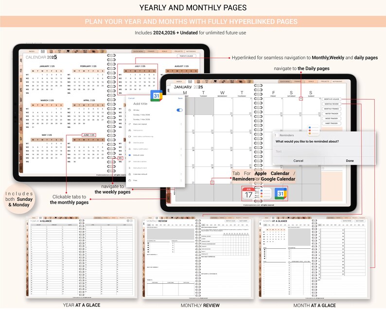 Digital Planner Bundle | Digital Journal Bundle | Customizable ...