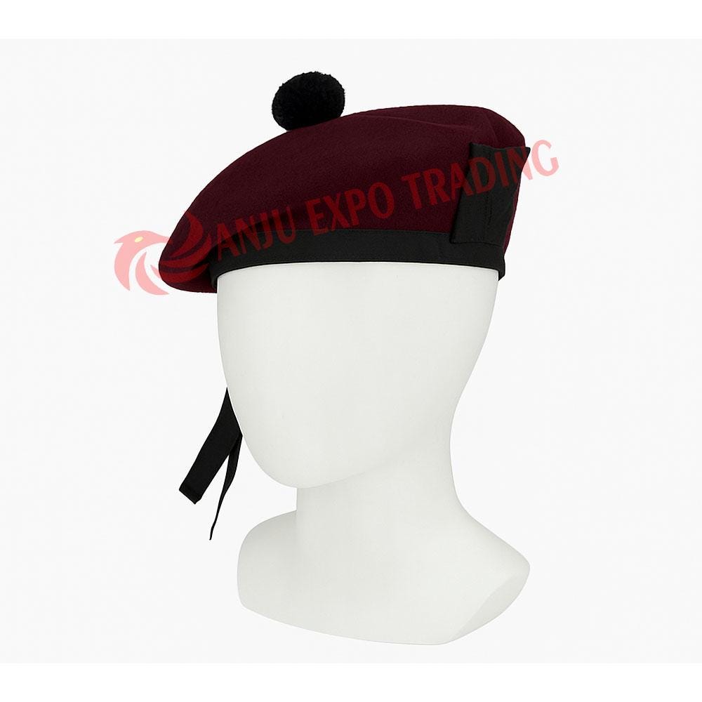 Retro Severson Tam Beret Wool Red Pom Hat Scotland Bagpipe Winter Prep Academia Vintage Scottish Knit Wool Beret Tam Pom Hat - Made in  main image 4