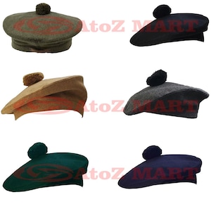 Scottsh Tam O Shanter Hat Mltary Bonnet Beret Balmoral Army Cap
