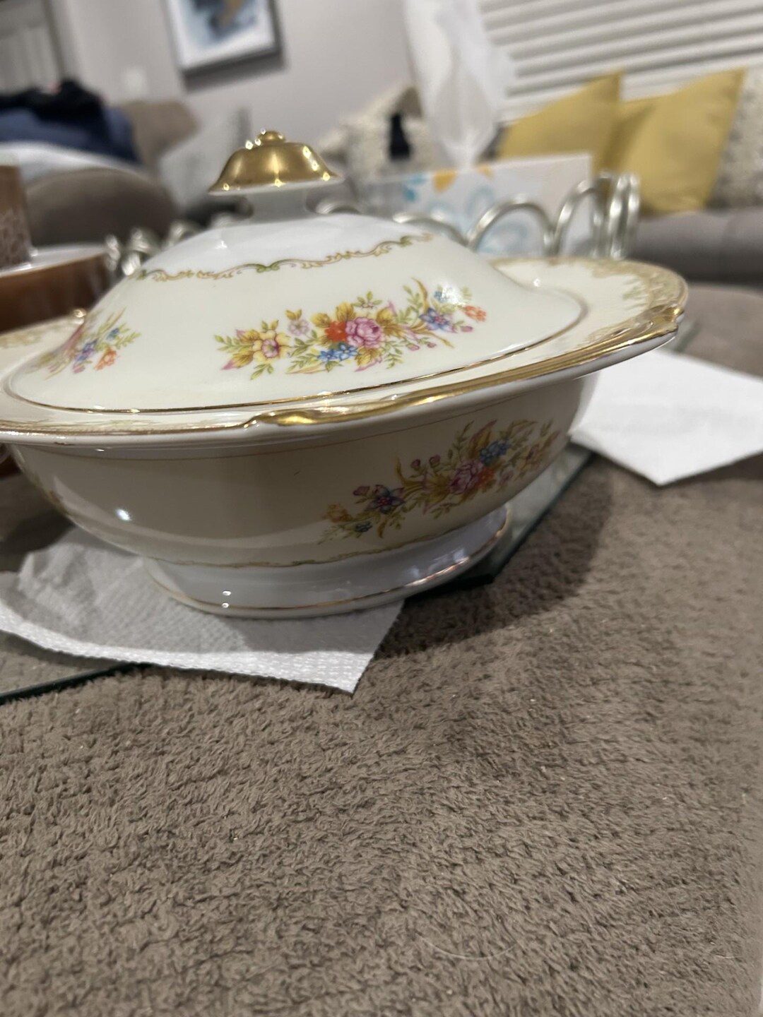 Vintage Tuillerie China Covered Vegetable Bowl: Floral Porcelain