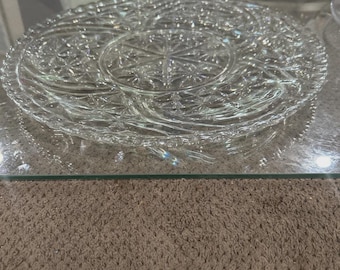 Vintage Anchor Hocking Stars & Bars 12" Glass Serving Cake Torte Plate Platter