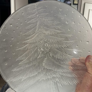 Mikasa Crystal Noel Frost Hostess Platter, 14&quot; with Christmas Tree Design