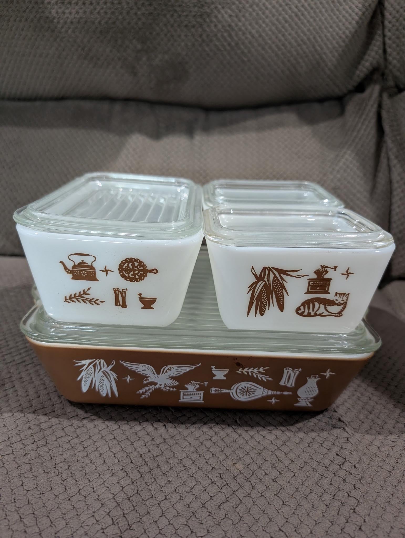 オールドパイレックス　レフ　８点セット Pyrex EARLY AMERICAN Refrigerator Dish Set-8 Piece Complete Set - Etsy