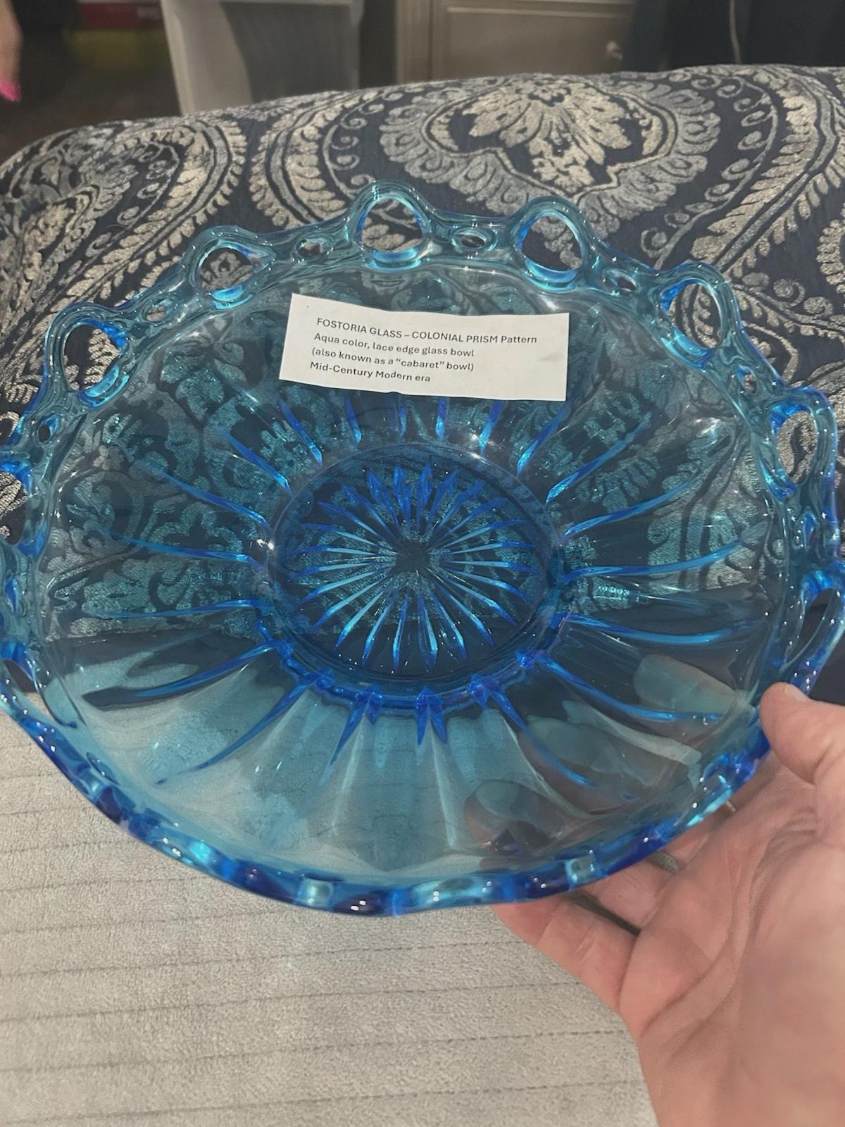 Fostoria Colonial Prism Aqua Blue Centerpiece Serving Bowl - Etsy