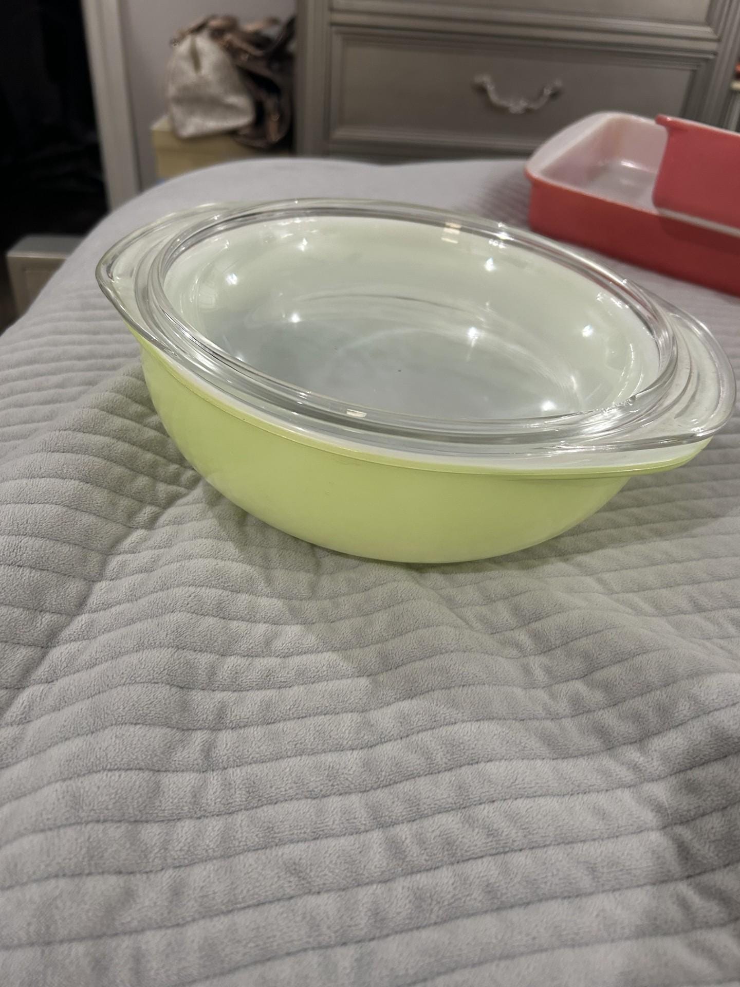 Vintage 1960s Pyrex Lime Green #024 Round 2 Quart Casserole Dish with Lid