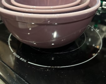 Set di 3 ciotole Pyrex color melanzana, nuove, Mosser, 20, 40, 60 cm, USA.