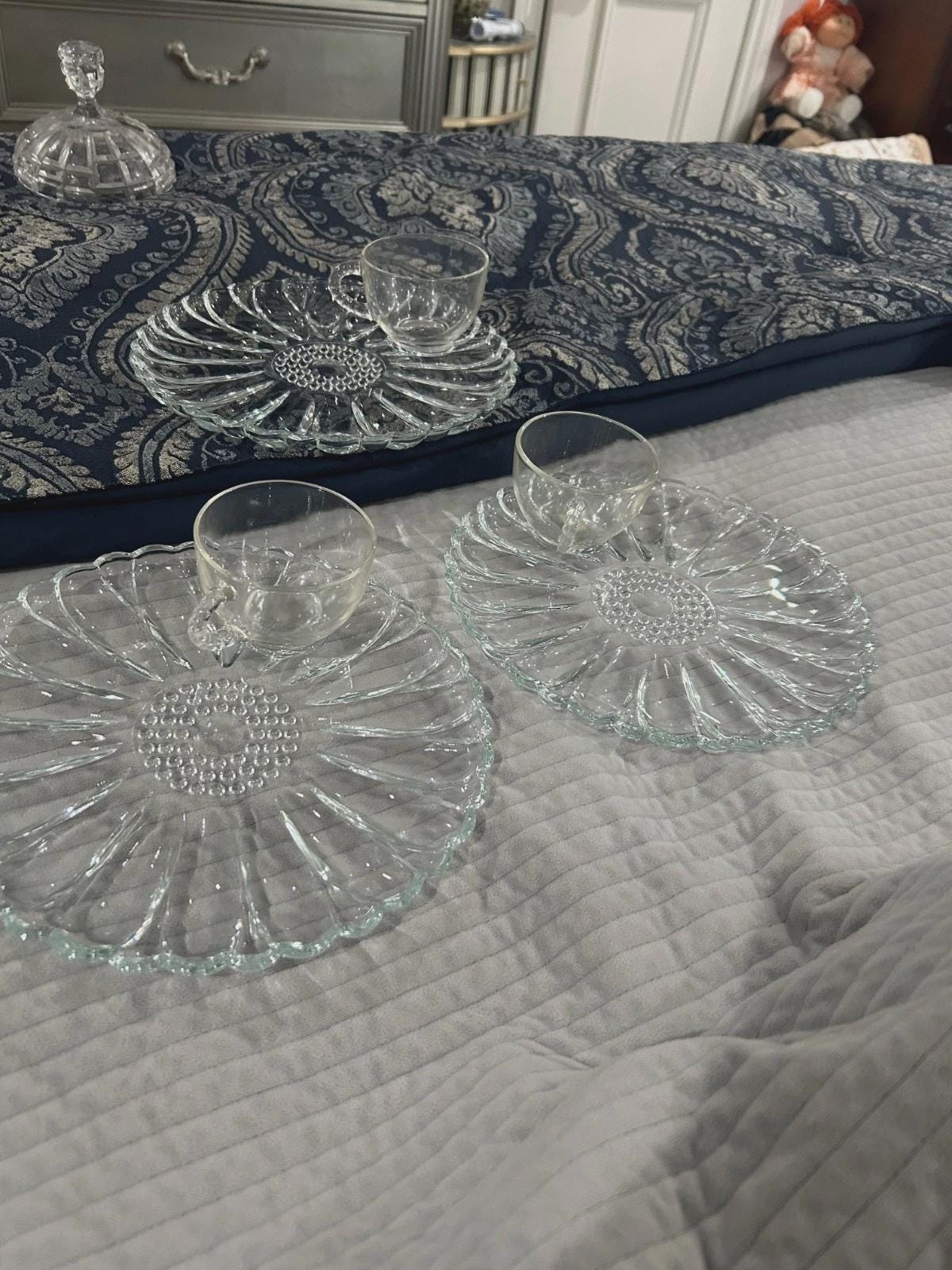 Vintage Hazel Atlas Clear Daisy Sunflower Snack Luncheon Plate