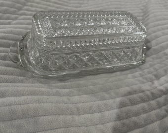 Vintage Wexford Anchor Hocking Butter Dish: Pressed Glass, 1/4 LB