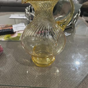 Indiana Glass Tiara Exclusives Yellow Hurricane Footed Pitcher