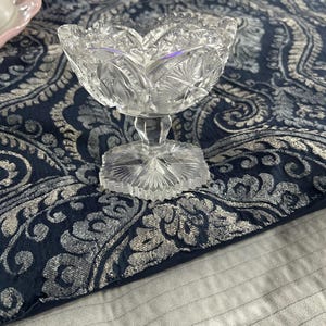 Vintage Imperial Glass Compote – MCM Whirling Star Candy Dish