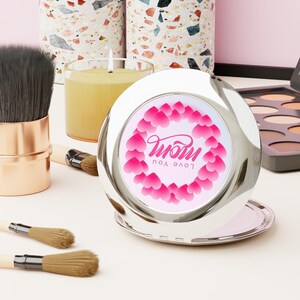 Espejo de viaje compacto para el Día de la Madre, regalo "Te amo, mamá", regalo para ella, ocasión especial, cumpleaños, espejo de maquillaje portátil