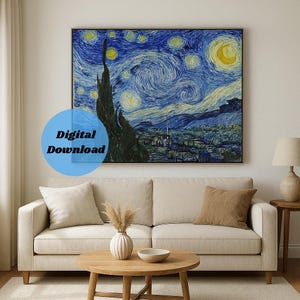 Sternennacht bei Vincent van Gogh Fine Art Print | Impressionistische Wandkunst | Sternenhimmel Poster | Reproduktion in Museumsqualität