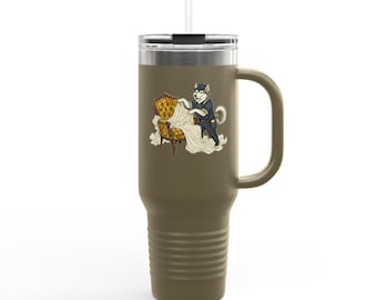 Optimistisch Utonagan 40 Unzen Thermobecher: Alliterative Animals Design-Serie