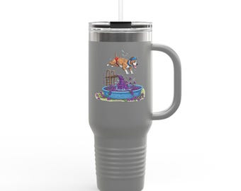 Mug de voyage isotherme Pitbull 40 oz ludique : série Animals allitératifs