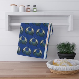 Necklaced Narwhals Tea Towel: Alliteration Kitchen Decor