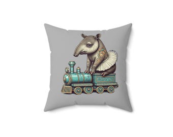 Tattooed Tapir Throw Pillow: Alliterative Animal Art