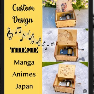 Anime, manga, Boîte à Musique en Bois, music box, Cadeau Unique, Personnalisé, mariage, anniversary, best gift, birthday, noel, japan