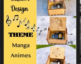 Anime, manga, Wooden Music Box, music box, Unique Gift, Personalized, wedding, anniversary, best gift, birthday, Christmas, Japan