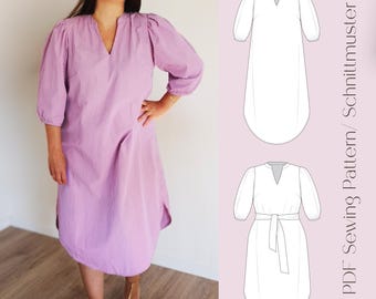 PDF sewing pattern Tove: Tunic, dress, summer dress, midi dress A4/A0/US Letter, instructions in German and English, instant download