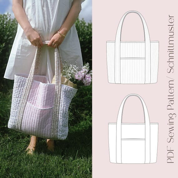 PDF-Schnittmuster „Mille“ – Tote Bag, gesteppte Tasche oder Webstoff-Version, Anleitung Deutsch & Englisch, A1/A4/US Letter, Sofort-Download